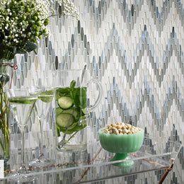 Wall with Textile Bargello pattern in Flannel by Lunada Bay Tile