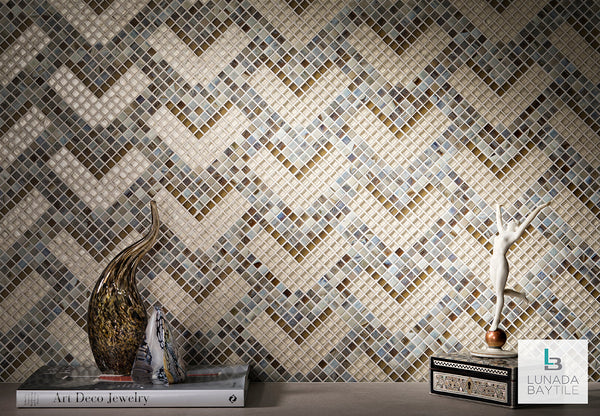 Accent Wall with Textile Normandie Deco in Mica by Lunada Bay Tile