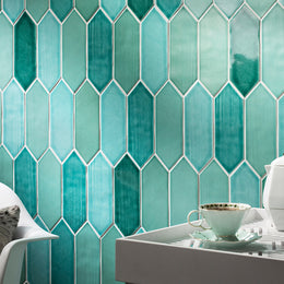 Living Space wall with Watercolors Picket O'keefe by Lunada Bay Tile