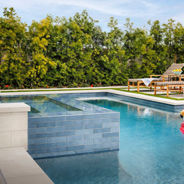 Linen Ceramic Tile Pool & Spa in Denim color by Lunada Bay Tile