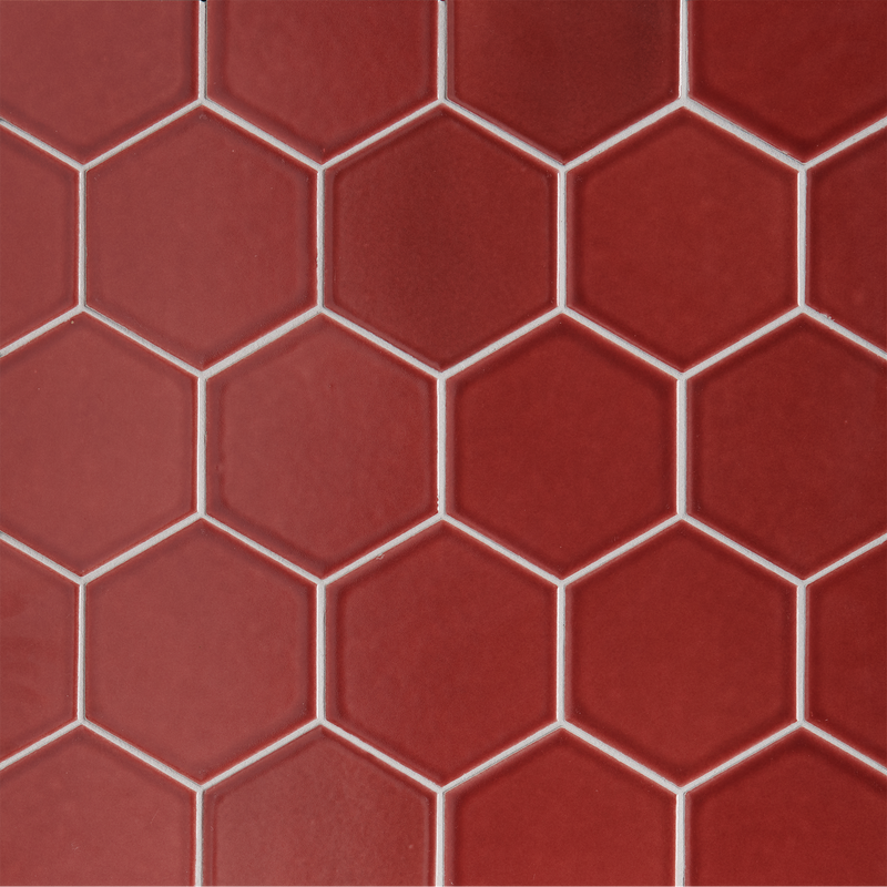 Graphite 4” Hex in Carmine Red by Lunada Bay Tile