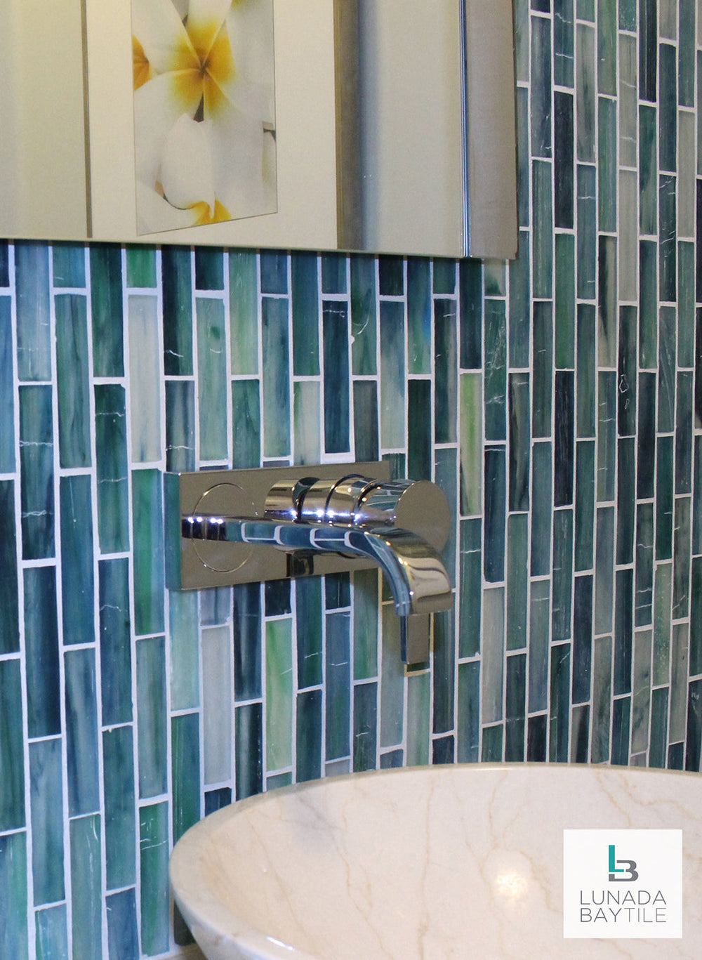 Tozen 1x4 Erbium bathroom – Lunada Bay Tile