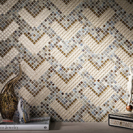 Accent Wall with Textile Normandie Deco in Mica by Lunada Bay Tile