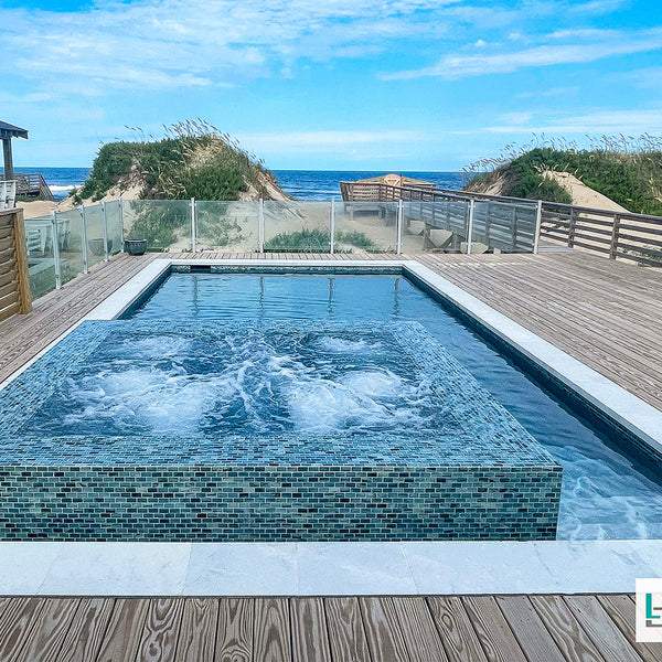 pool♡ Pool & spa w/ Tozen 1x2 in Iodine Natural by Lunada Bay Tile