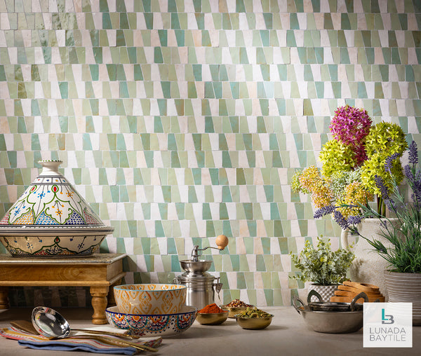 Kitchen with Mistral Trapezium in Medina by Lunada Bay Tile