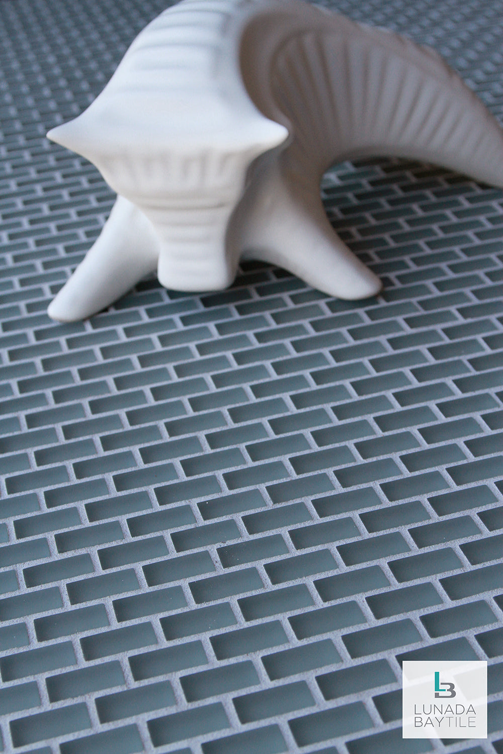 Tomei Mini Brick Wedgewood Blue Silk – Lunada Bay Tile