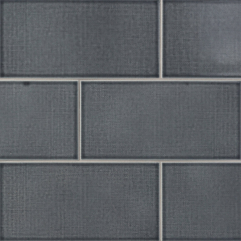 Linen 4 ¾ x 9 ½ in Dapper Grey by Lunada Bay Tile